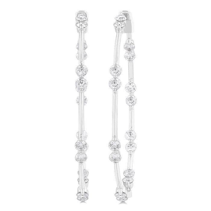 RaVelCa 14K White Gold Diamond Earrings