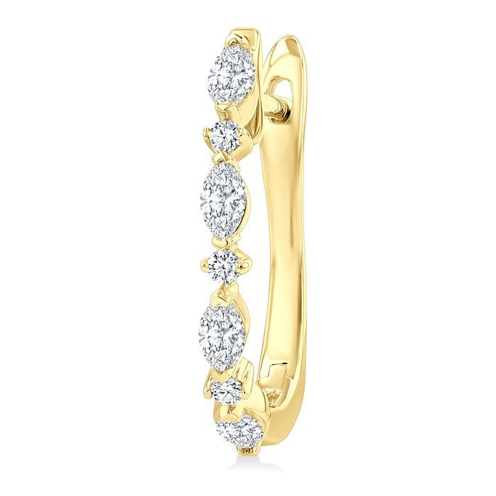 1/2 Ctw Marquise and Round Cut Diamond Fashion Hoop Earrings in 14K Yellow Gold