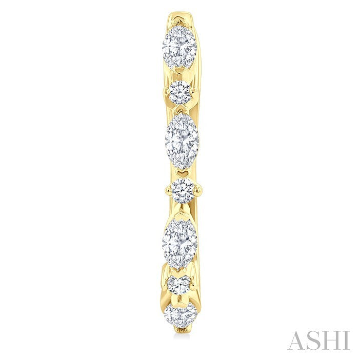 1/2 Ctw Marquise and Round Cut Diamond Fashion Hoop Earrings in 14K Yellow Gold