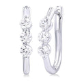 3 Stone Diamond Hoop Earrings