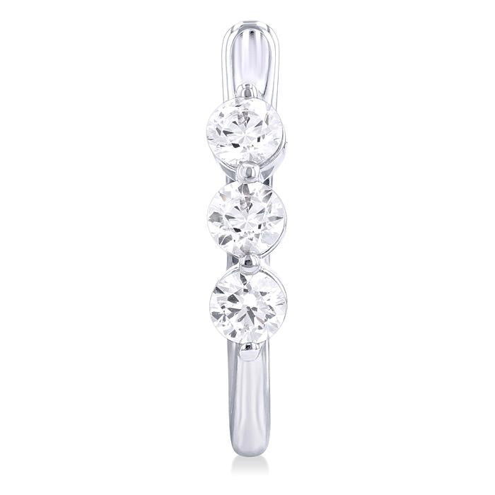 3 Stone Diamond Hoop Earrings