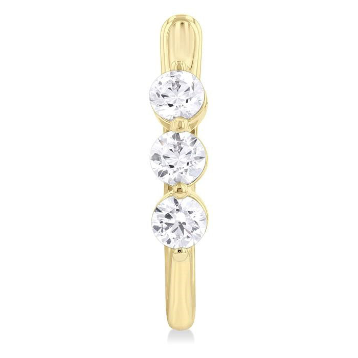 3 Stone Diamond Hoop Earrings