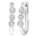3/4 Ctw 3-Stone Round Cut Diamond Fashion Hoop Earrings in 14K White Gold