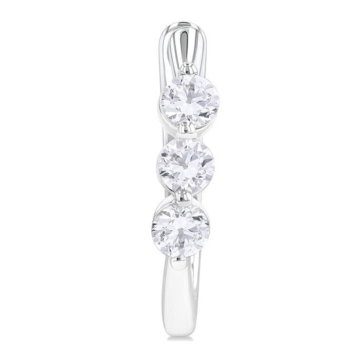 3 Stone Diamond Hoop Earrings