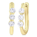 3 Stone Diamond Hoop Earrings