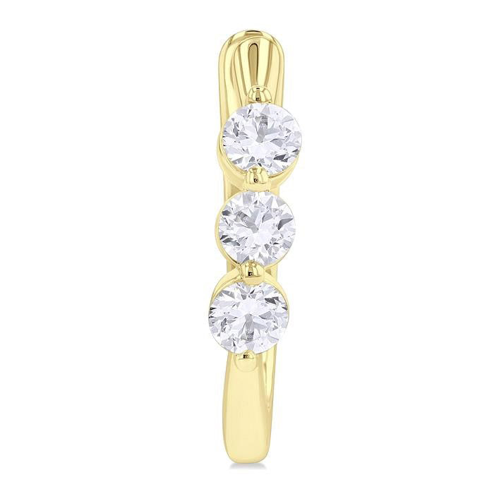 3 Stone Diamond Hoop Earrings