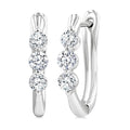 1/2 Ctw 3-Stone Round Cut Diamond Fashion Hoop Earrings in 14K White Gold