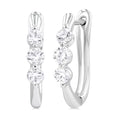 3 Stone Diamond Hoop Earrings