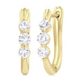 3 Stone Diamond Hoop Earrings