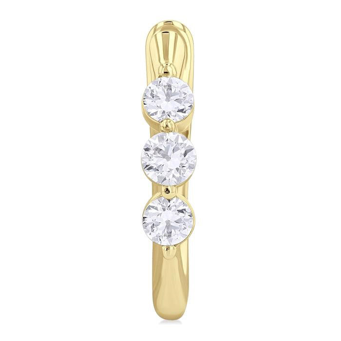 3 Stone Diamond Hoop Earrings