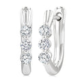 1/3 Ctw 3-Stone Round Cut Diamond Fashion Hoop Earrings in 14K White Gold