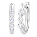 3 Stone Diamond Hoop Earrings