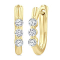 1/3 Ctw 3-Stone Round Cut Diamond Fashion Hoop Earrings in 14K Yellow Gold