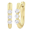 3 Stone Diamond Hoop Earrings