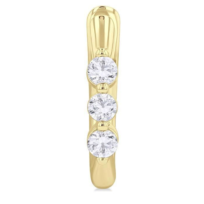 3 Stone Diamond Hoop Earrings