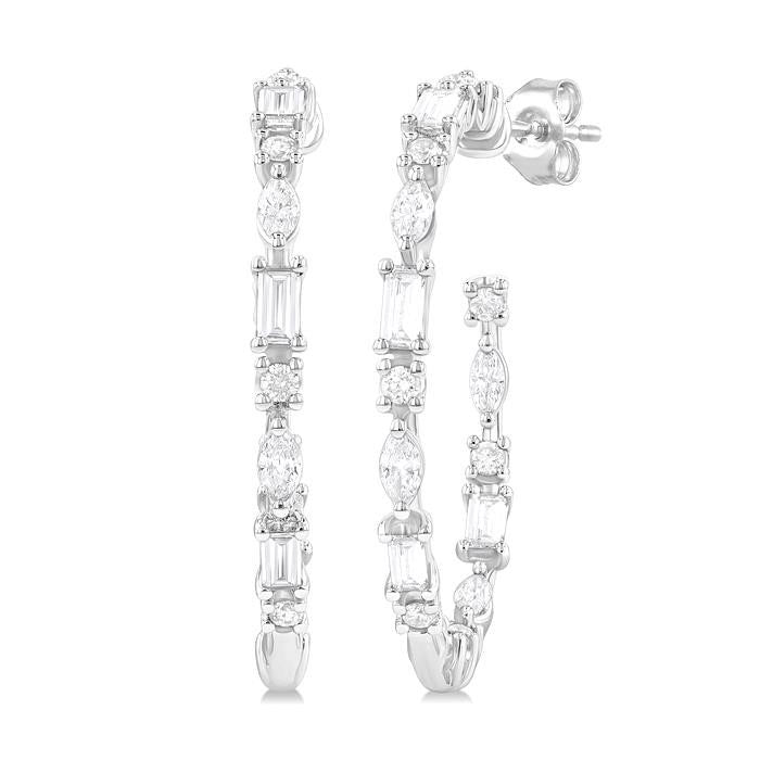 Mixed Shape Diamond Fashion Hoop Earrings