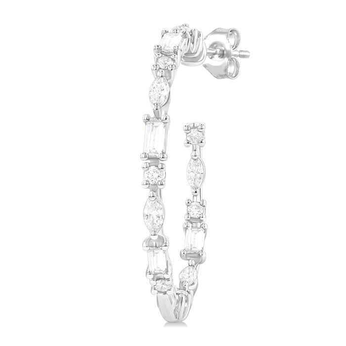Mixed Shape Diamond Fashion Hoop Earrings