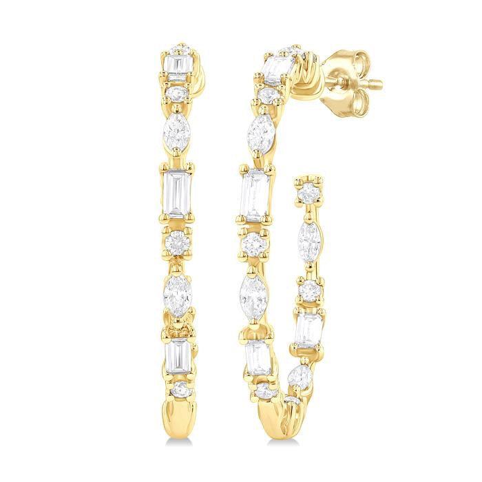Mixed Shape Diamond Fashion Hoop Earrings