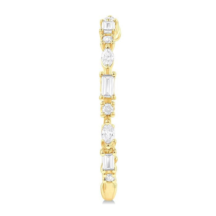 Mixed Shape Diamond Fashion Hoop Earrings