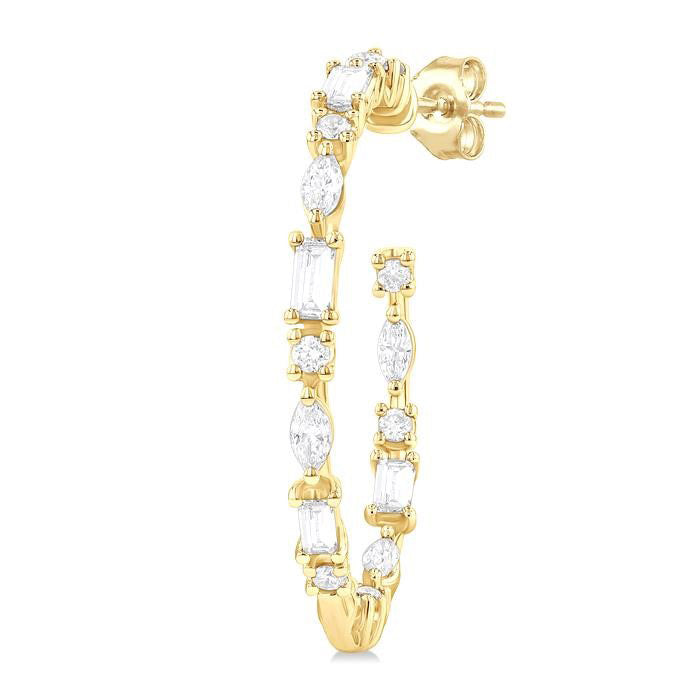 Mixed Shape Diamond Fashion Hoop Earrings