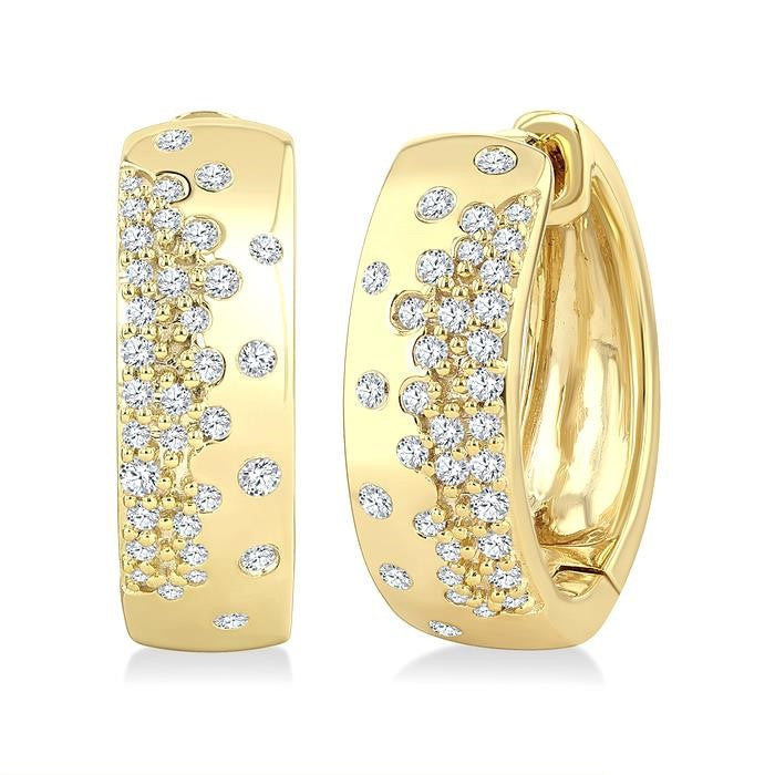 1/3 Ctw Round Cut Diamond Mosaic Hoop Earrings in 10K Yellow Gold