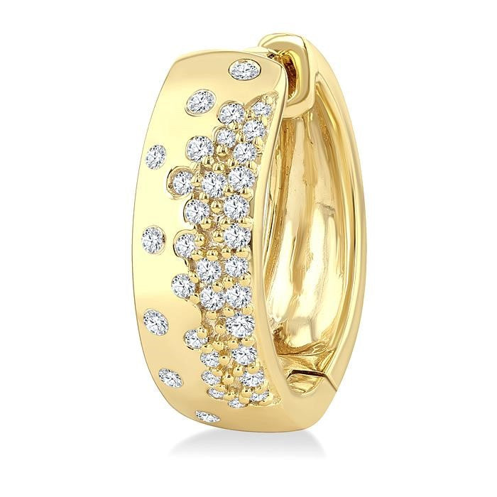1/3 Ctw Round Cut Diamond Mosaic Hoop Earrings in 10K Yellow Gold