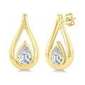 1/2 Ctw Nested Tear Drop Pear Cut Diamond Fashion Earrings in 14K Yellow Gold