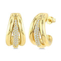 1/3 Ctw Round Cut Diamond Aeris Gold Half Hoop Earrings in 14K Yellow Gold