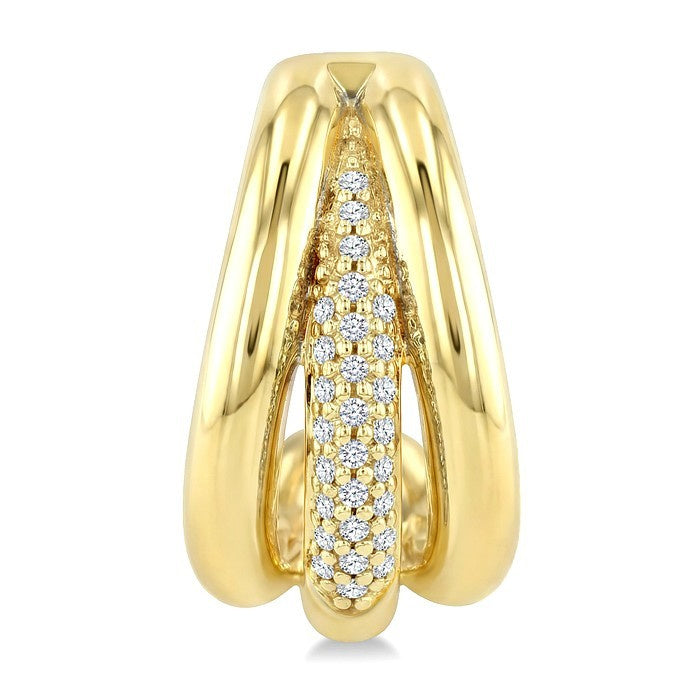 1/3 Ctw Round Cut Diamond Aeris Gold Half Hoop Earrings in 14K Yellow Gold