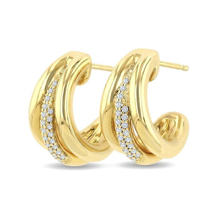 1/3 Ctw Round Cut Diamond Aeris Gold Half Hoop Earrings in 14K Yellow Gold