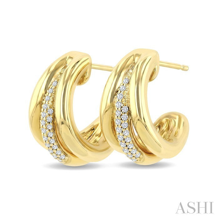 1/3 Ctw Round Cut Diamond Aeris Gold Half Hoop Earrings in 14K Yellow Gold