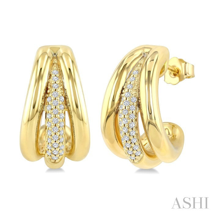 1/3 Ctw Round Cut Diamond Aeris Gold Half Hoop Earrings in 14K Yellow Gold