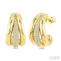 1/3 Ctw Round Cut Diamond Aeris Gold Half Hoop Earrings in 14K Yellow Gold