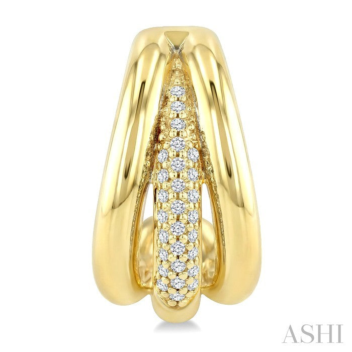 1/3 Ctw Round Cut Diamond Aeris Gold Half Hoop Earrings in 14K Yellow Gold