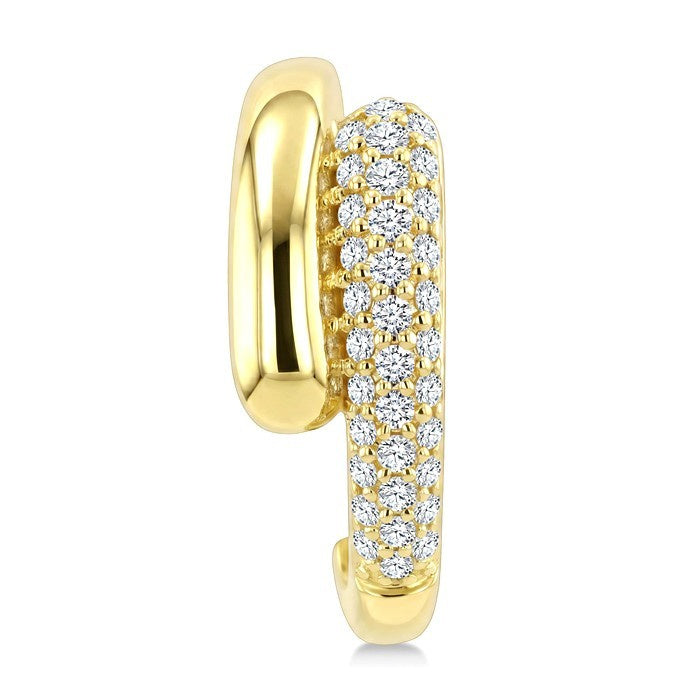1/2 Ctw Round Cut Diamond Aeris Gold Fashion Half Hoop Earrings in 14K Yellow Gold