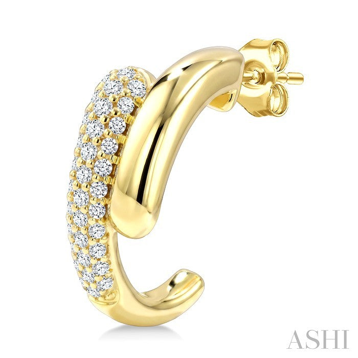 1/2 Ctw Round Cut Diamond Aeris Gold Fashion Half Hoop Earrings in 14K Yellow Gold