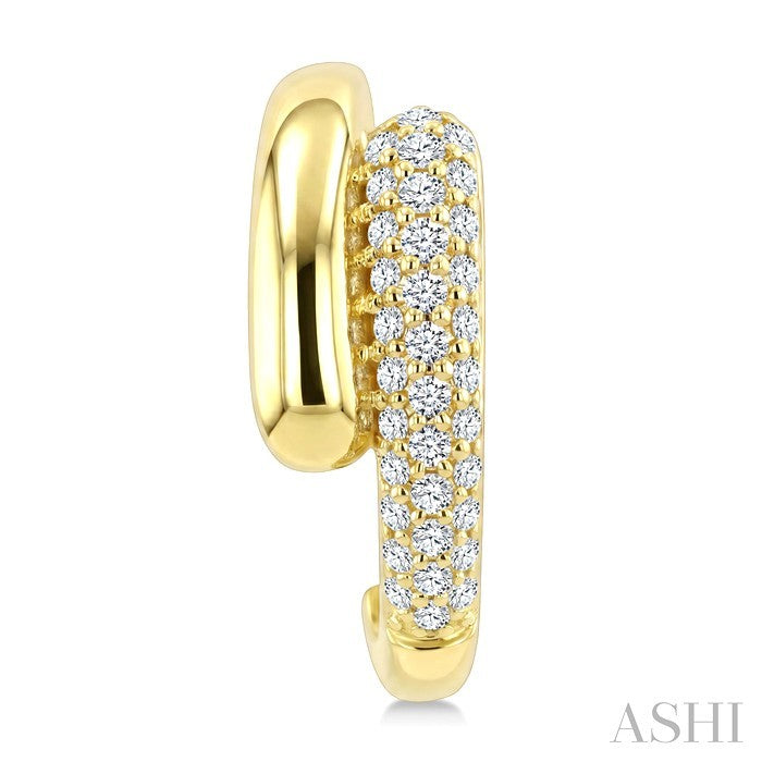 1/2 Ctw Round Cut Diamond Aeris Gold Fashion Half Hoop Earrings in 14K Yellow Gold