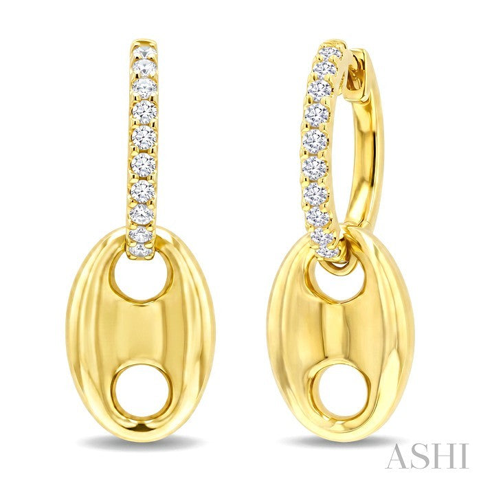 1/3 Ctw Round Cut Diamond Aeris Gold Semi Solid Mariner Link Fashion Earrings in 14K Yellow Gold