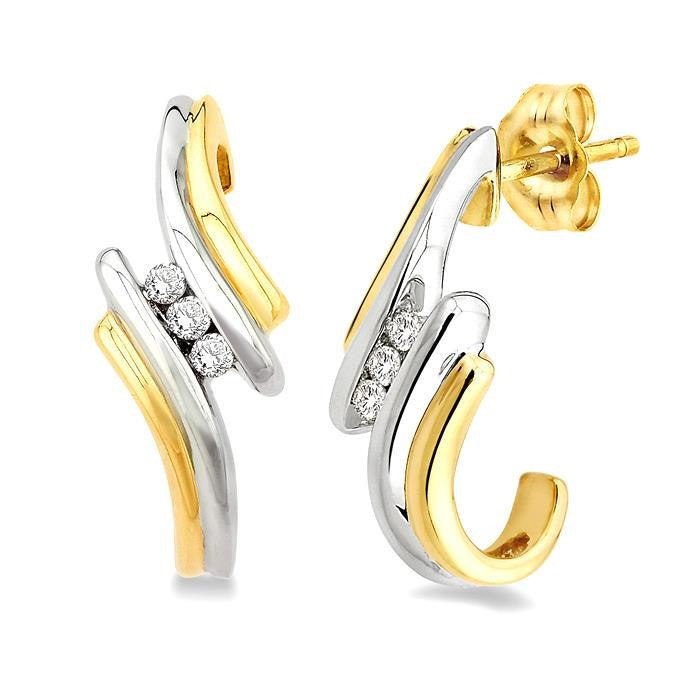 1/10 Ctw Round Cut Diamond Earrings in 14K Yellow Gold
