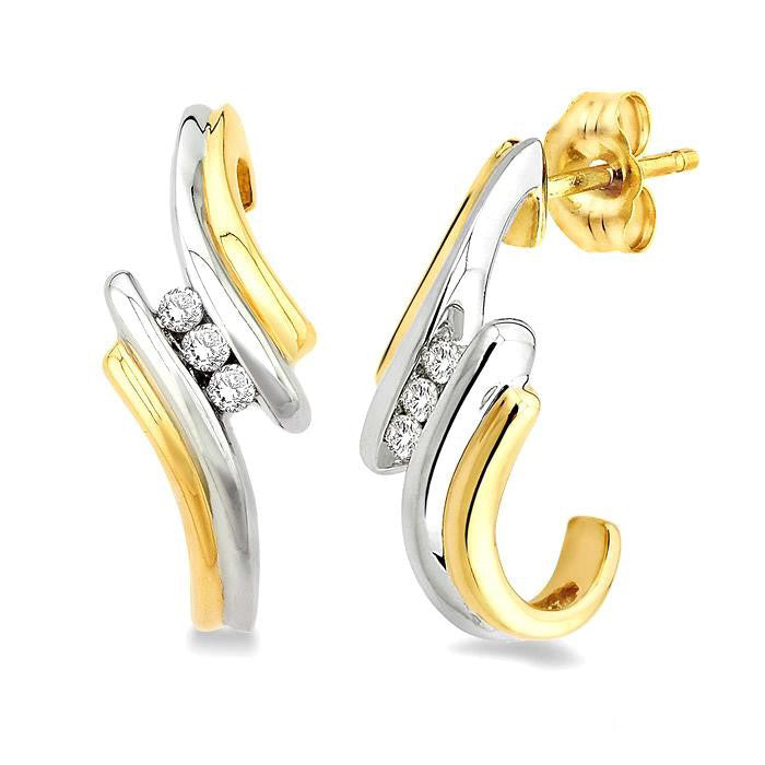 Three Stone Diamond Earrings