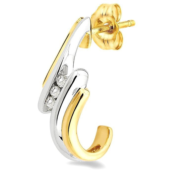 1/10 Ctw Round Cut Diamond Earrings in 14K Yellow Gold