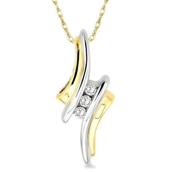 1/10 Ctw Round Cut Diamond Pendant in 14K Yellow Gold with Chain
