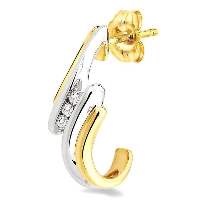 3 Stone Diamond Half Hoop Earrings