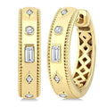 1/6 Ctw Mixed Bezel Shape Baguette and Round Cut Diamond Fashion Huggies in 14K Yellow Gold