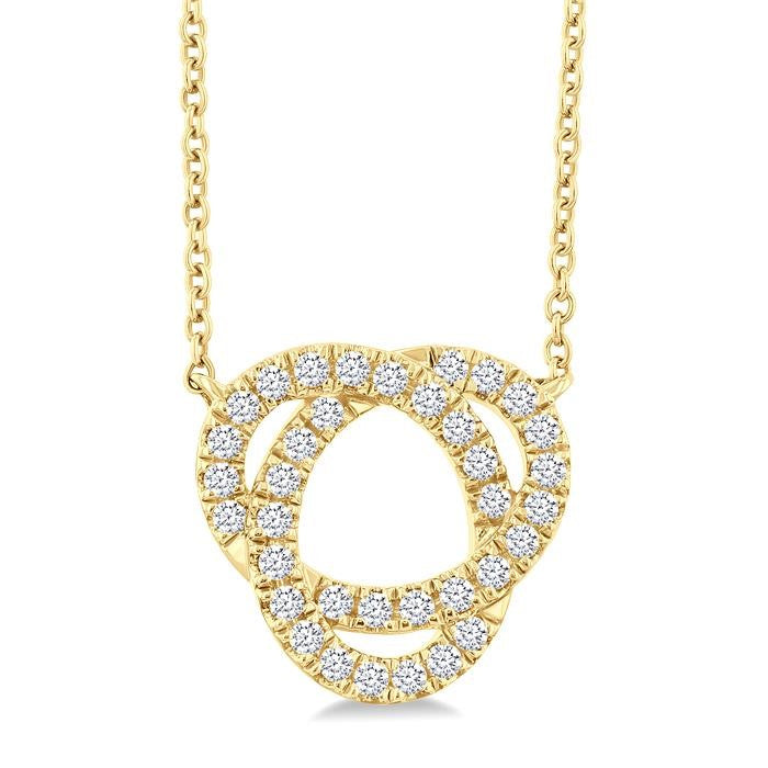 1/4 Ctw Trinity Round Cut Diamond Fashion Pendant With Chain in 10K Yellow Gold