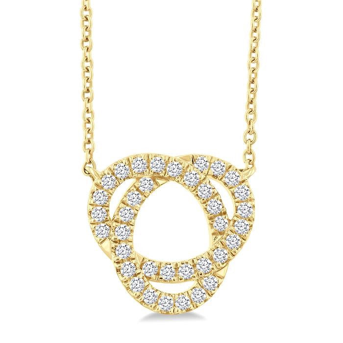 1/4 Ctw Trinity Round Cut Diamond Fashion Pendant With Chain in 10K Yellow Gold