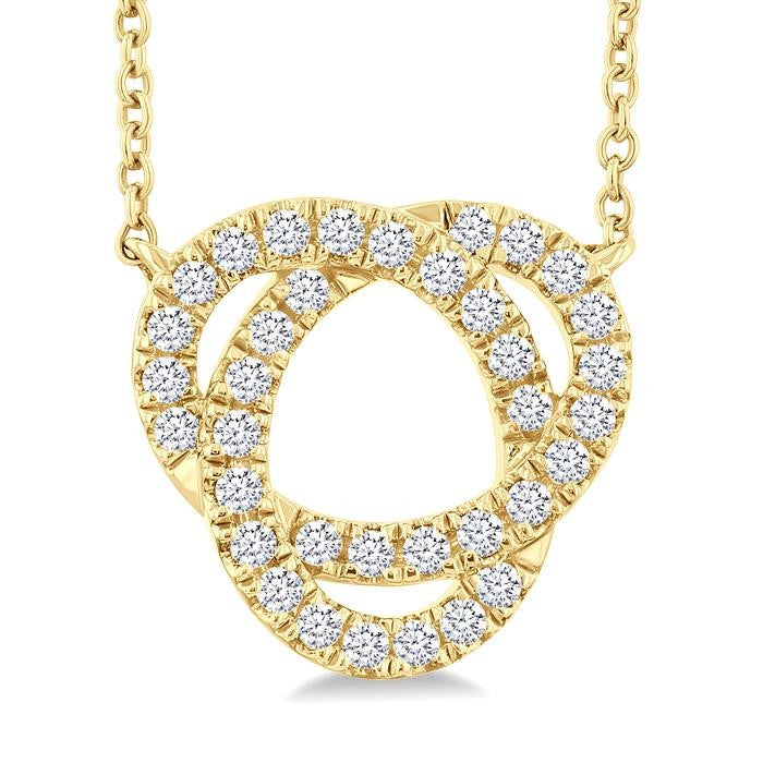 1/4 Ctw Trinity Round Cut Diamond Fashion Pendant With Chain in 10K Yellow Gold