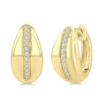 1/6 Ctw Round Cut Golden Glow Diamond Bold Fashion Hoop Earrings in 10K Yellow Gold