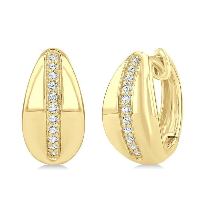 1/6 Ctw Round Cut Golden Glow Diamond Bold Fashion Hoop Earrings in 10K Yellow Gold