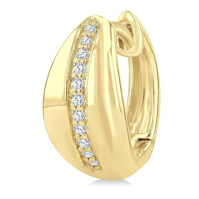 1/6 Ctw Round Cut Golden Glow Diamond Bold Fashion Hoop Earrings in 10K Yellow Gold